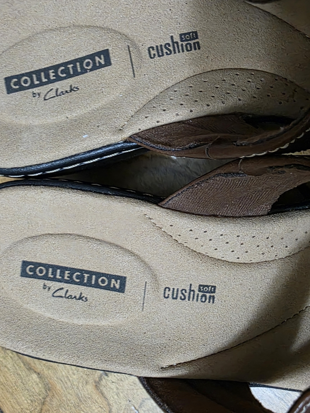 Clarks Brown Leather Floral Cutout Slide Mules - Picture 6 of 8